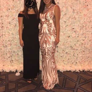 Floor length evening gown - champagne sequins